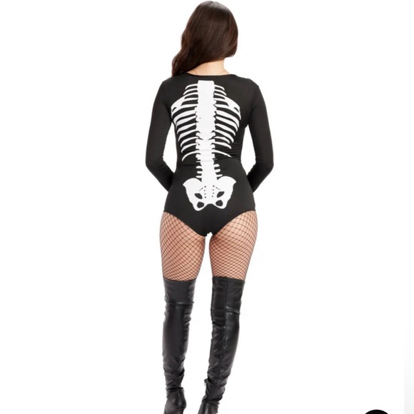 SEXY SKELETON BODYSUIT COSTUME Size XS & FESTIVAL HAT - Picture 5 of 13